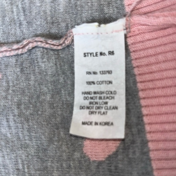 POL Women's Size S Pink With Gray Hearts V-neck Cardigan Buttons Down Sweater - Picture 3 of 4